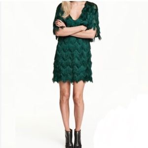 H&M emerald fringe dress